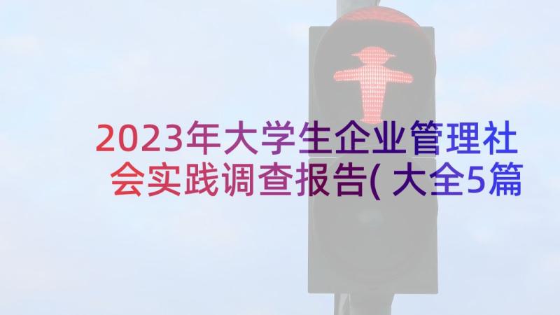 2023年大学生企业管理社会实践调查报告(大全5篇)