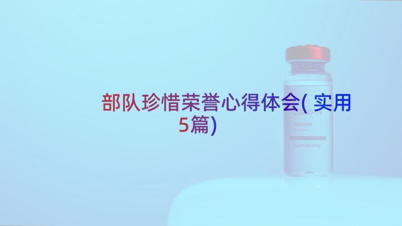 部队珍惜荣誉心得体会(实用5篇)