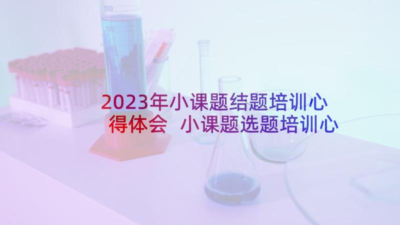 2023年小课题结题培训心得体会 小课题选题培训心得体会(优质6篇)