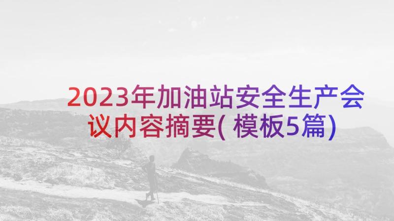 2023年加油站安全生产会议内容摘要(模板5篇)