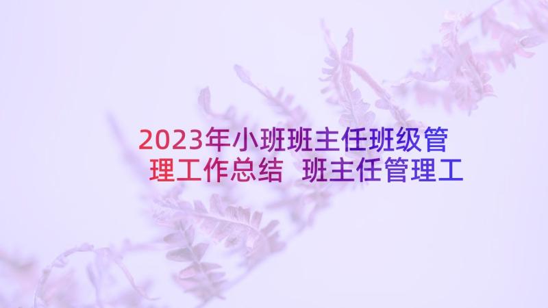 2023年小班班主任班级管理工作总结 班主任管理工作心得体会(模板8篇)