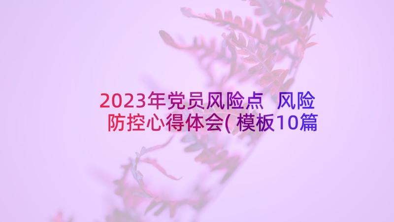 2023年党员风险点 风险防控心得体会(模板10篇)
