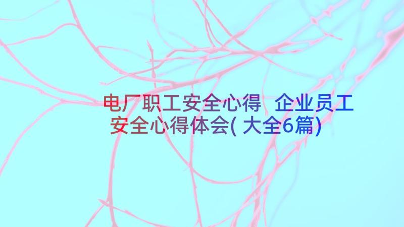 电厂职工安全心得 企业员工安全心得体会(大全6篇)