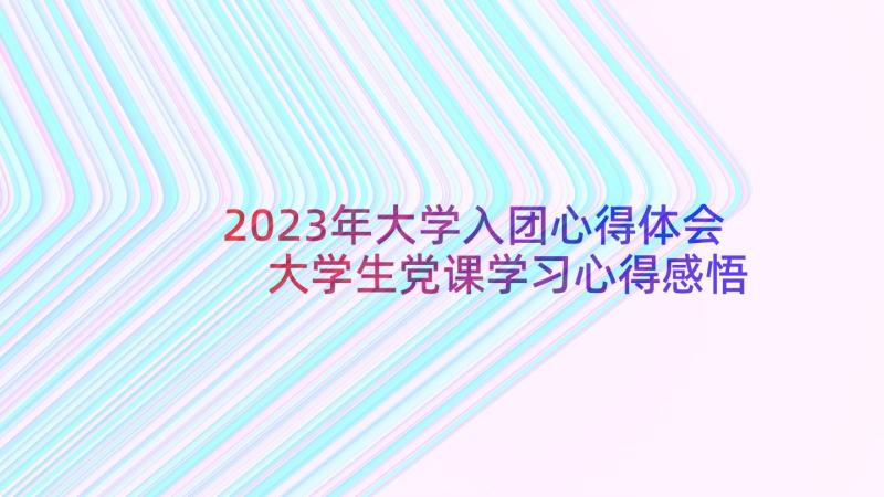 2023年大学入团心得体会 大学生党课学习心得感悟(大全10篇)