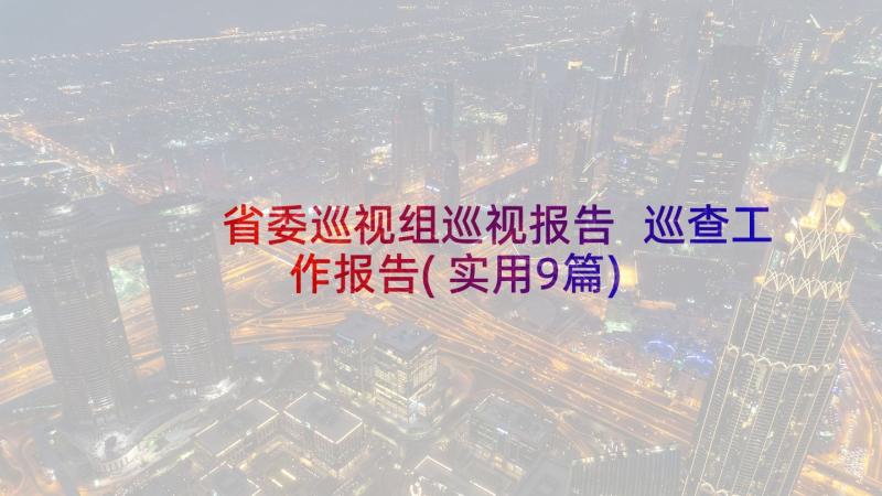 省委巡视组巡视报告 巡查工作报告(实用9篇)