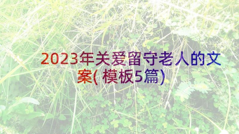 2023年关爱留守老人的文案(模板5篇)