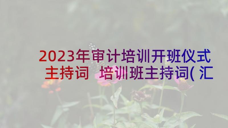 2023年审计培训开班仪式主持词 培训班主持词(汇总9篇)