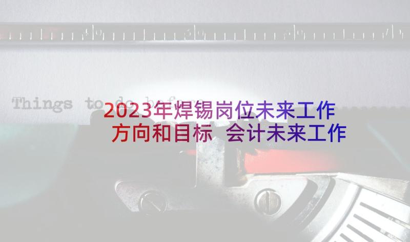 2023年焊锡岗位未来工作方向和目标 会计未来工作计划目标(优秀5篇)