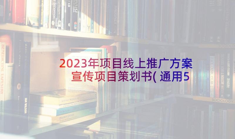 2023年项目线上推广方案 宣传项目策划书(通用5篇)