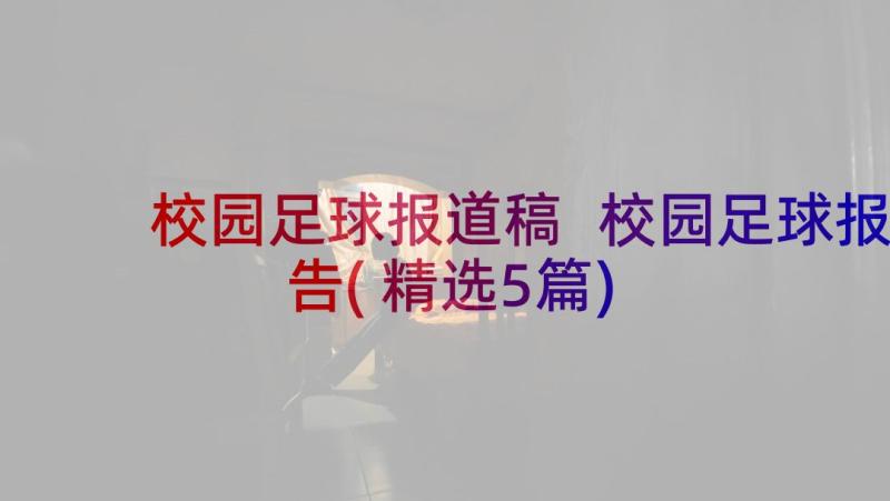 校园足球报道稿 校园足球报告(精选5篇)