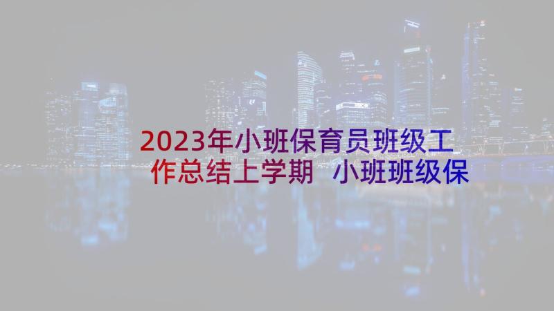 2023年小班保育员班级工作总结上学期 小班班级保育工作总结(精选5篇)