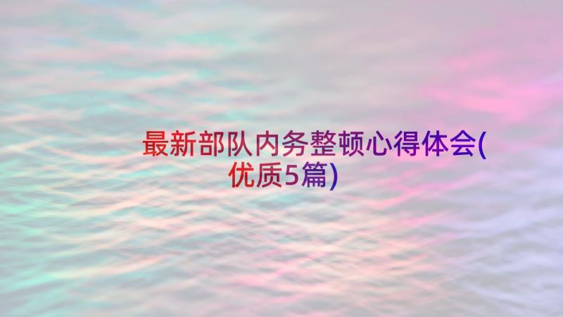 最新部队内务整顿心得体会(优质5篇)