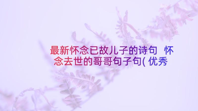 最新怀念已故儿子的诗句 怀念去世的哥哥句子句(优秀5篇)