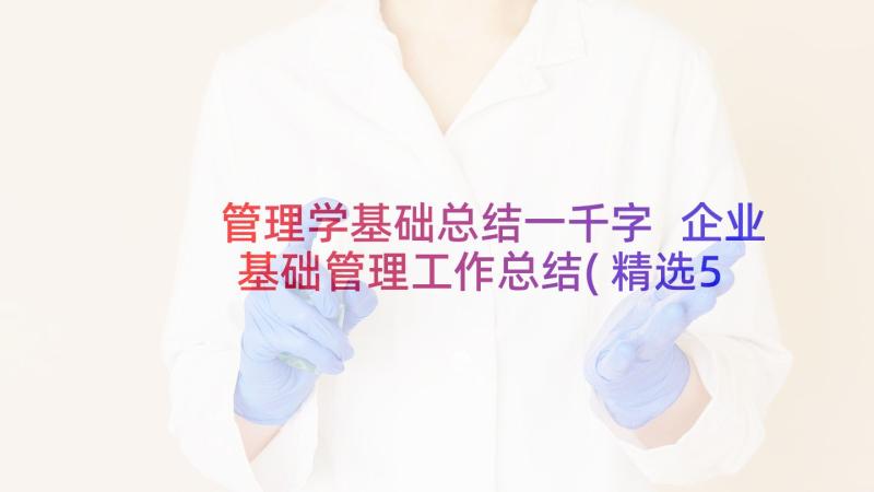 管理学基础总结一千字 企业基础管理工作总结(精选5篇)