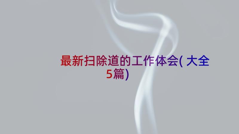 最新扫除道的工作体会(大全5篇)