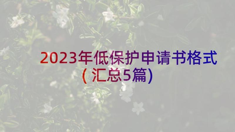 2023年低保护申请书格式(汇总5篇)