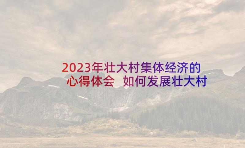 2023年壮大村集体经济的心得体会 如何发展壮大村级集体经济(汇总9篇)