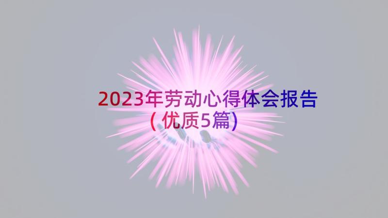 2023年劳动心得体会报告(优质5篇)