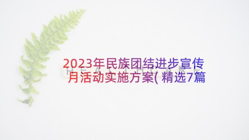 2023年民族团结进步宣传月活动实施方案(精选7篇)