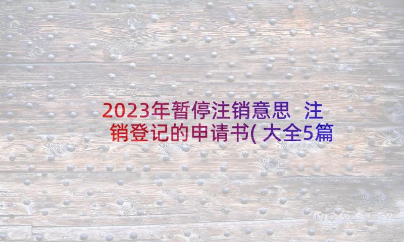 2023年暂停注销意思 注销登记的申请书(大全5篇)