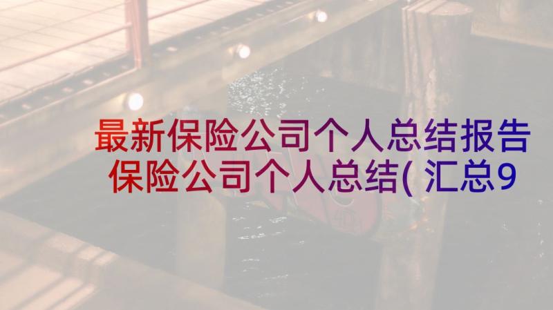 最新保险公司个人总结报告 保险公司个人总结(汇总9篇)