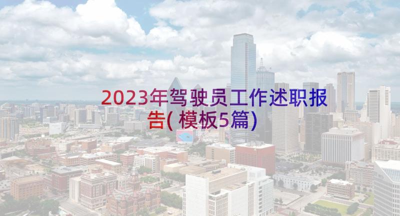 2023年驾驶员工作述职报告(模板5篇)