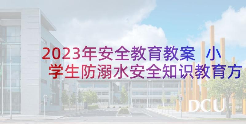 2023年安全教育教案 小学生防溺水安全知识教育方案(汇总5篇)