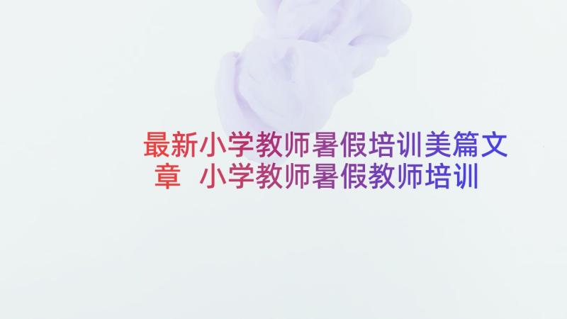 最新小学教师暑假培训美篇文章 小学教师暑假教师培训心得体会(优秀7篇)