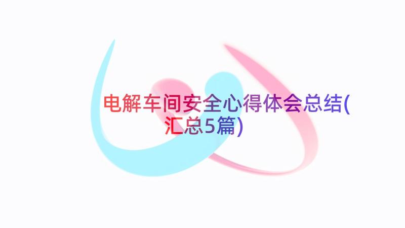 电解车间安全心得体会总结(汇总5篇)