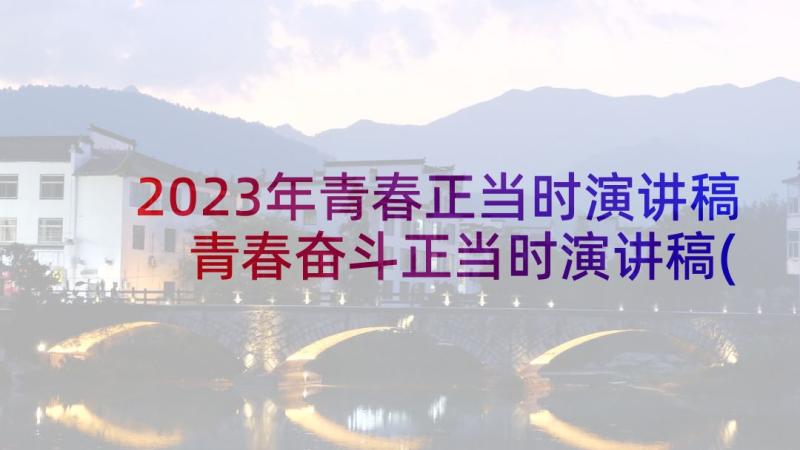 2023年青春正当时演讲稿 青春奋斗正当时演讲稿(模板6篇)