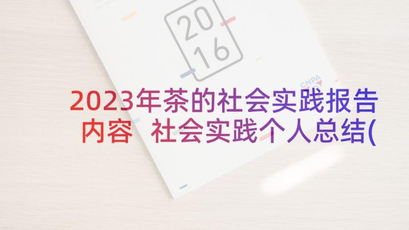 2023年茶的社会实践报告内容 社会实践个人总结(实用10篇)