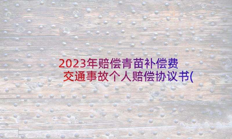 2023年赔偿青苗补偿费 交通事故个人赔偿协议书(大全5篇)