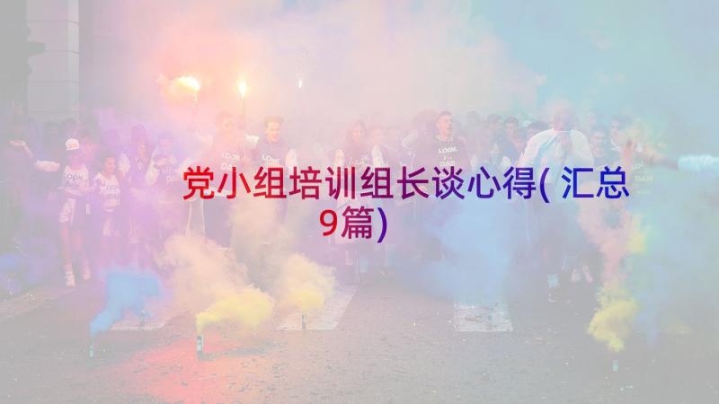 党小组培训组长谈心得(汇总9篇)