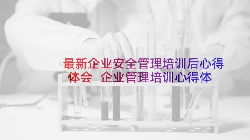 最新企业安全管理培训后心得体会 企业管理培训心得体会(汇总6篇)