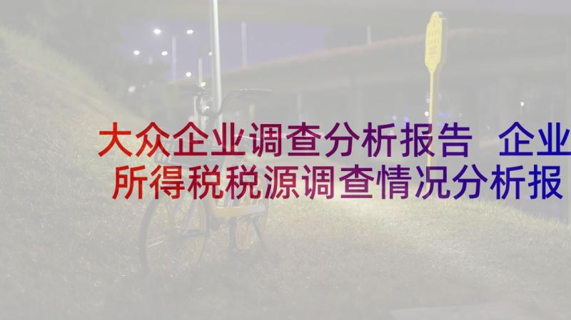 大众企业调查分析报告 企业所得税税源调查情况分析报告(模板5篇)