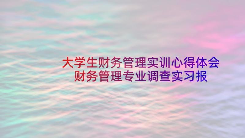 大学生财务管理实训心得体会 财务管理专业调查实习报告(优秀9篇)