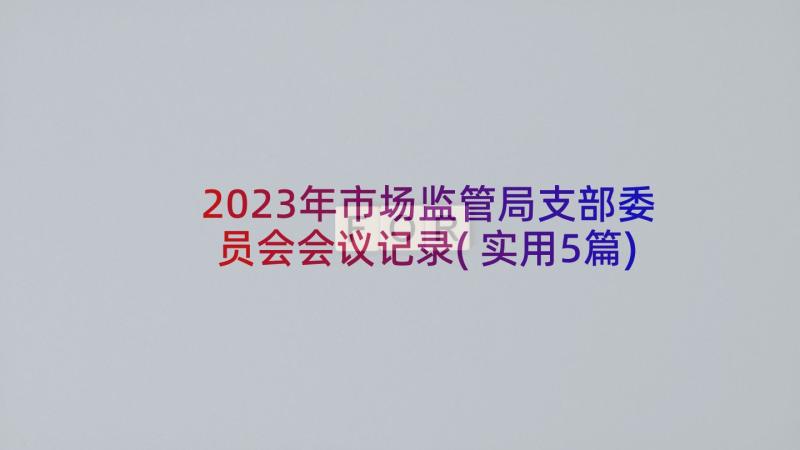 2023年市场监管局支部委员会会议记录(实用5篇)