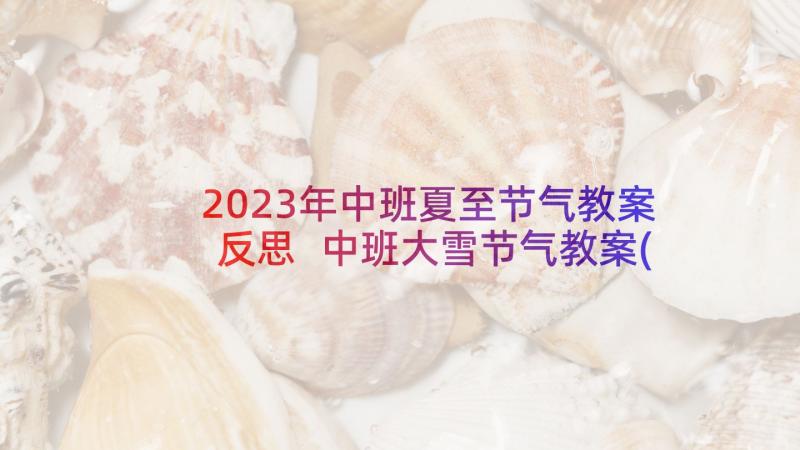 2023年中班夏至节气教案反思 中班大雪节气教案(优质7篇)