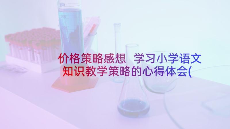 价格策略感想 学习小学语文知识教学策略的心得体会(优质5篇)