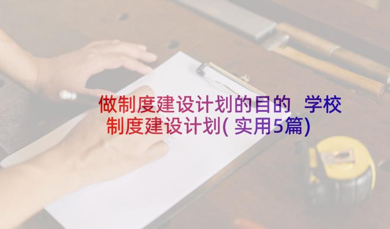 做制度建设计划的目的 学校制度建设计划(实用5篇)