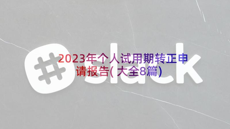 2023年个人试用期转正申请报告(大全8篇)