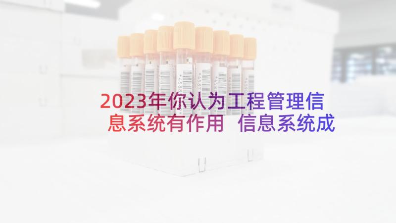 2023年你认为工程管理信息系统有作用 信息系统成本管理论文(汇总5篇)