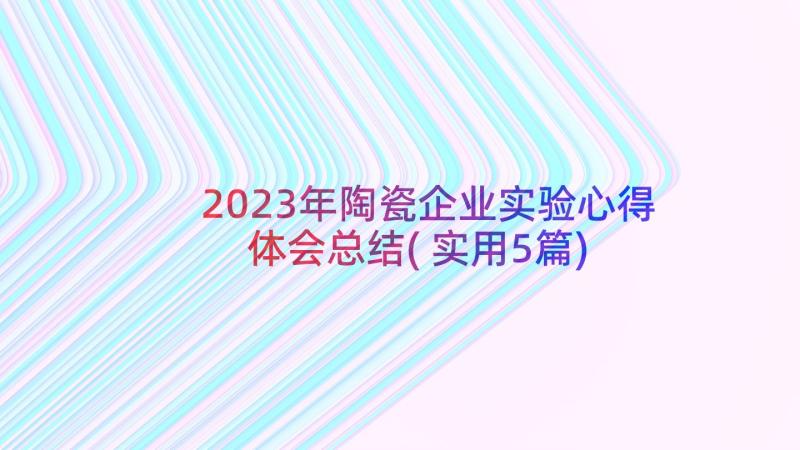 2023年陶瓷企业实验心得体会总结(实用5篇)