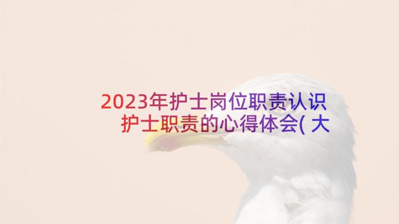 2023年护士岗位职责认识 护士职责的心得体会(大全10篇)