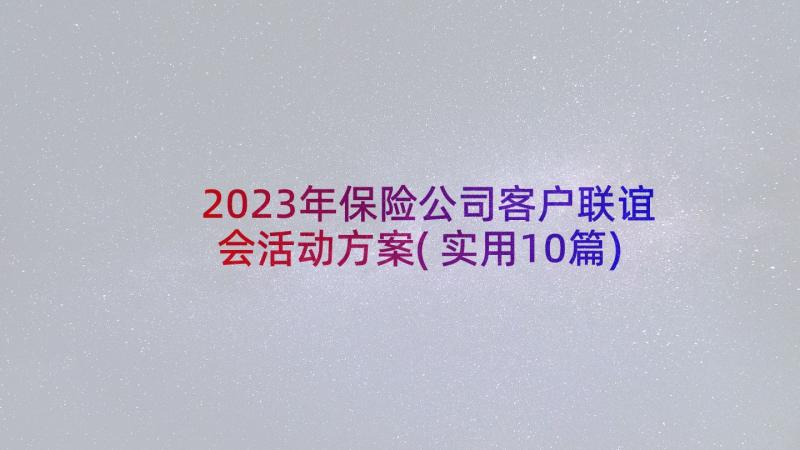 2023年保险公司客户联谊会活动方案(实用10篇)