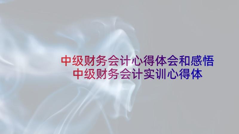 中级财务会计心得体会和感悟 中级财务会计实训心得体会(模板5篇)