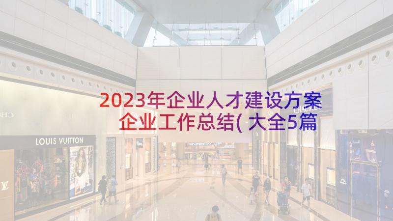 2023年企业人才建设方案 企业工作总结(大全5篇)