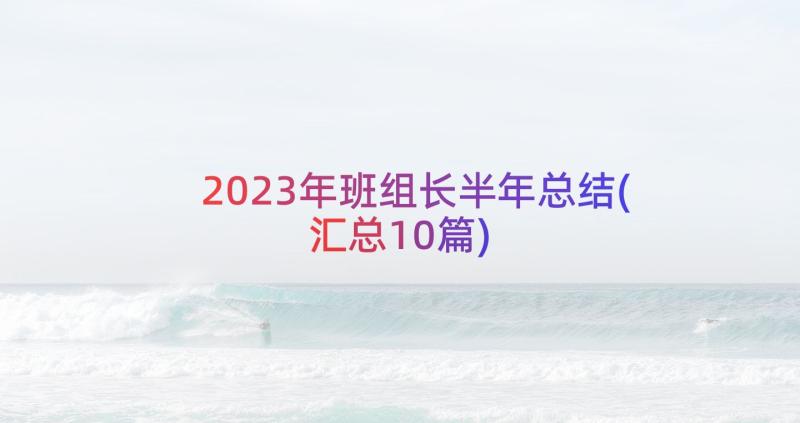 2023年班组长半年总结(汇总10篇)