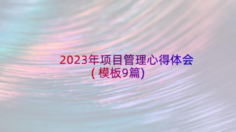 2023年项目管理心得体会(模板9篇)