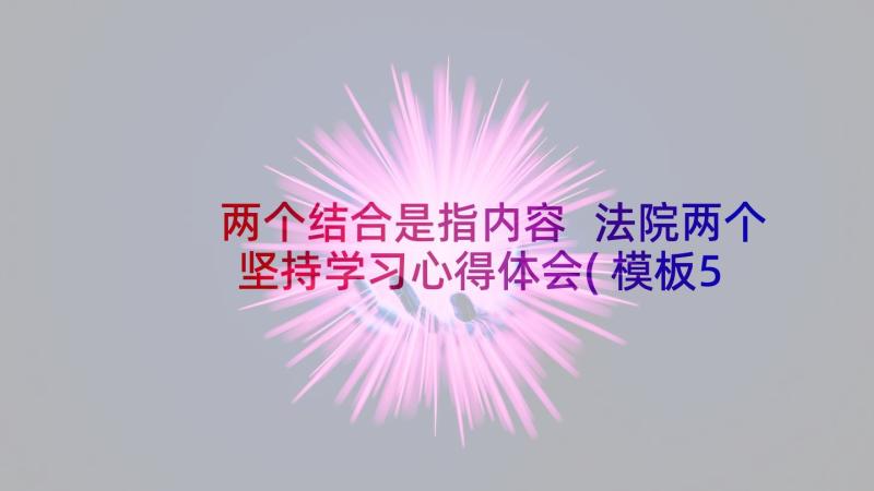 两个结合是指内容 法院两个坚持学习心得体会(模板5篇)